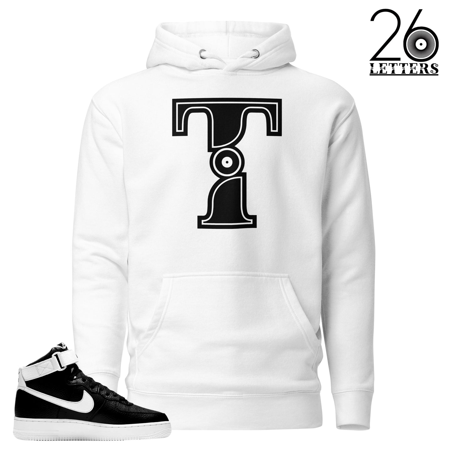 Black and White Letter T Hoodies