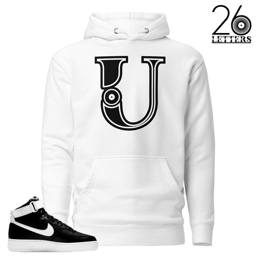 Black and White Letter U Hoodies