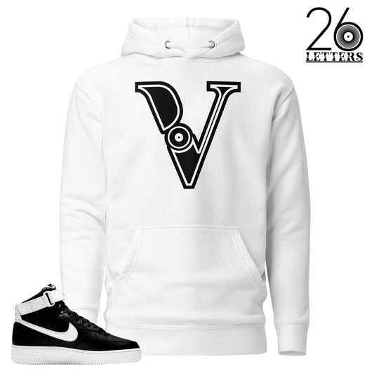 Black and White Letter V Hoodies