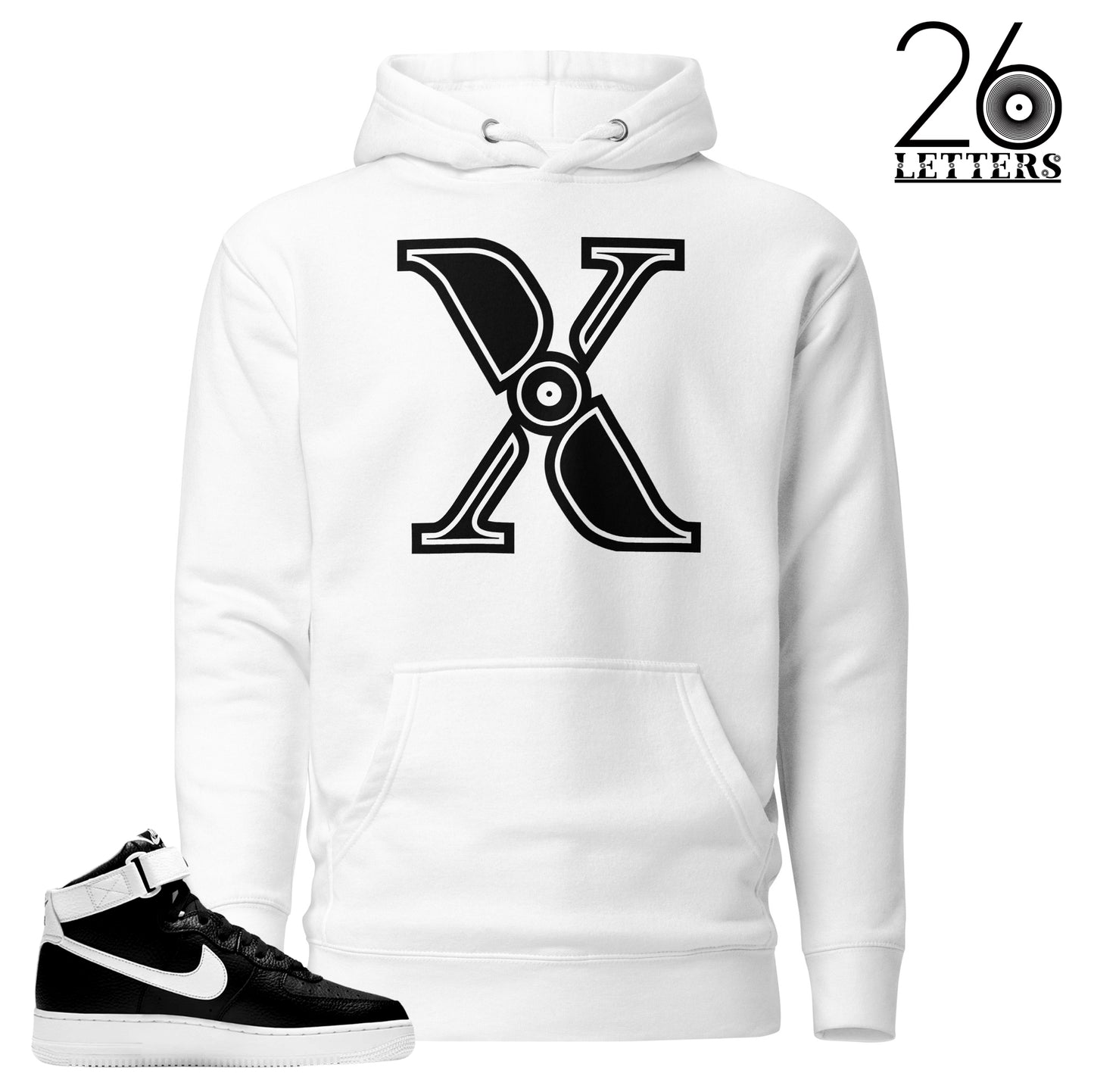 Black and White Letter X Hoodies