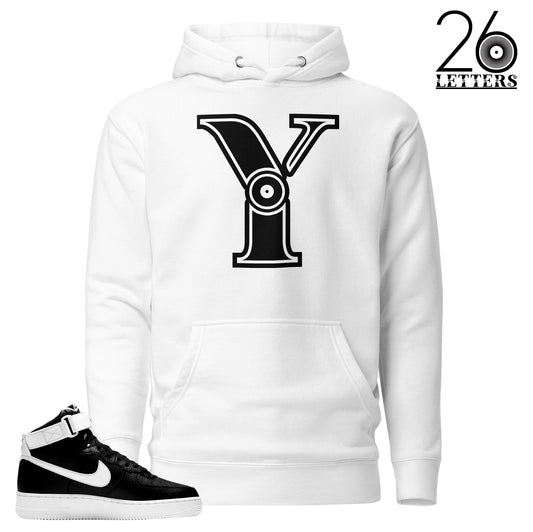 Black and White Letter Y Hoodies