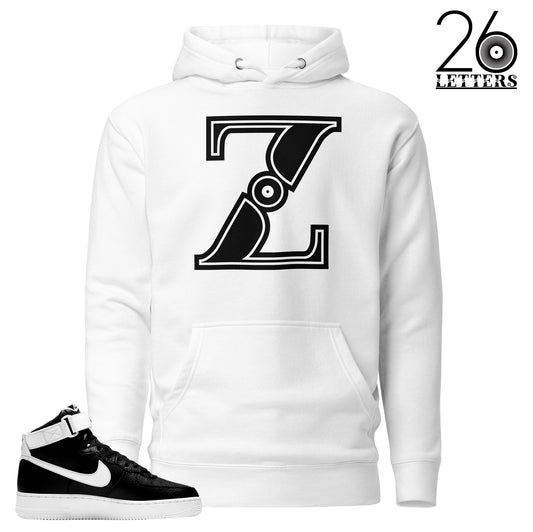 Black and White Letter Z Hoodie