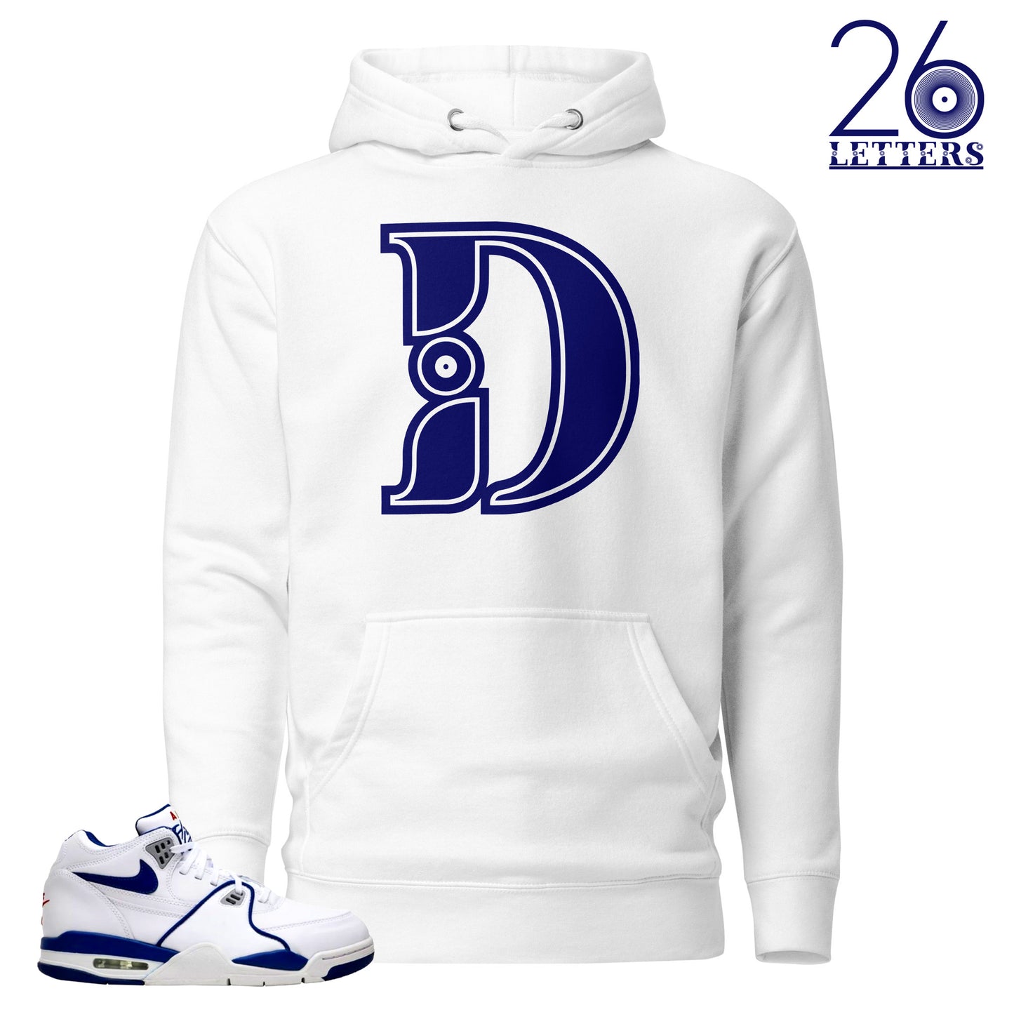 Blue and White Letter D Hoodie