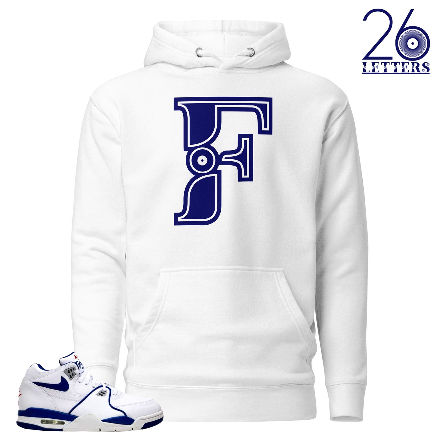 Blue and White Letter F Hoodie