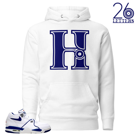 Blue and White Letter H Hoodie