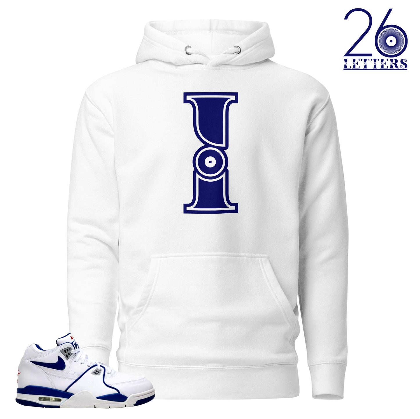 Blue and White Letter I Hoodie