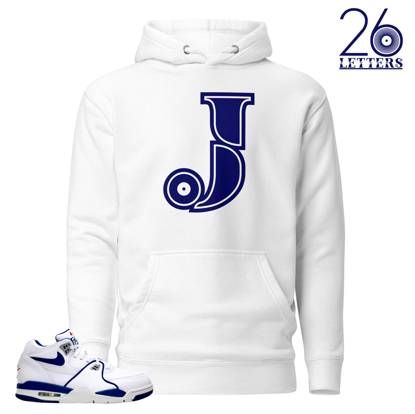 Blue and White Letter J Hoodie