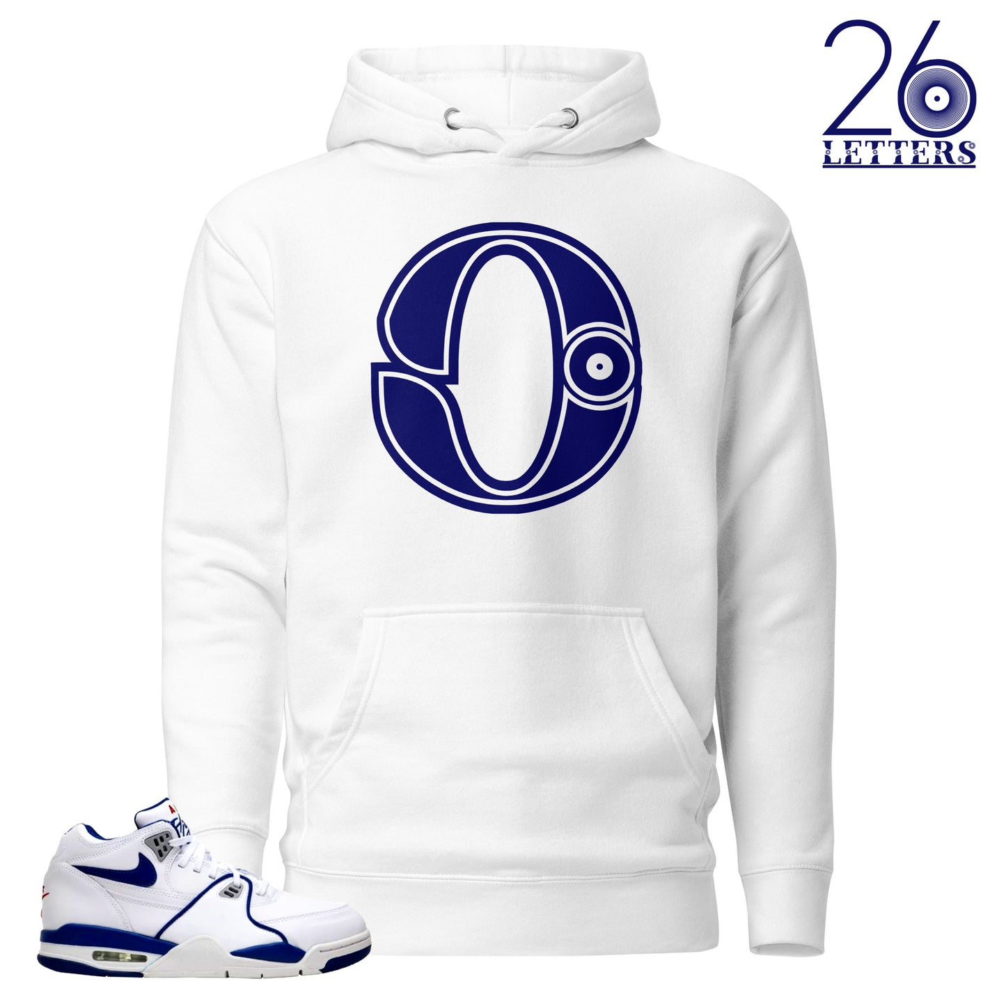 Blue and White Letter O Hoodie