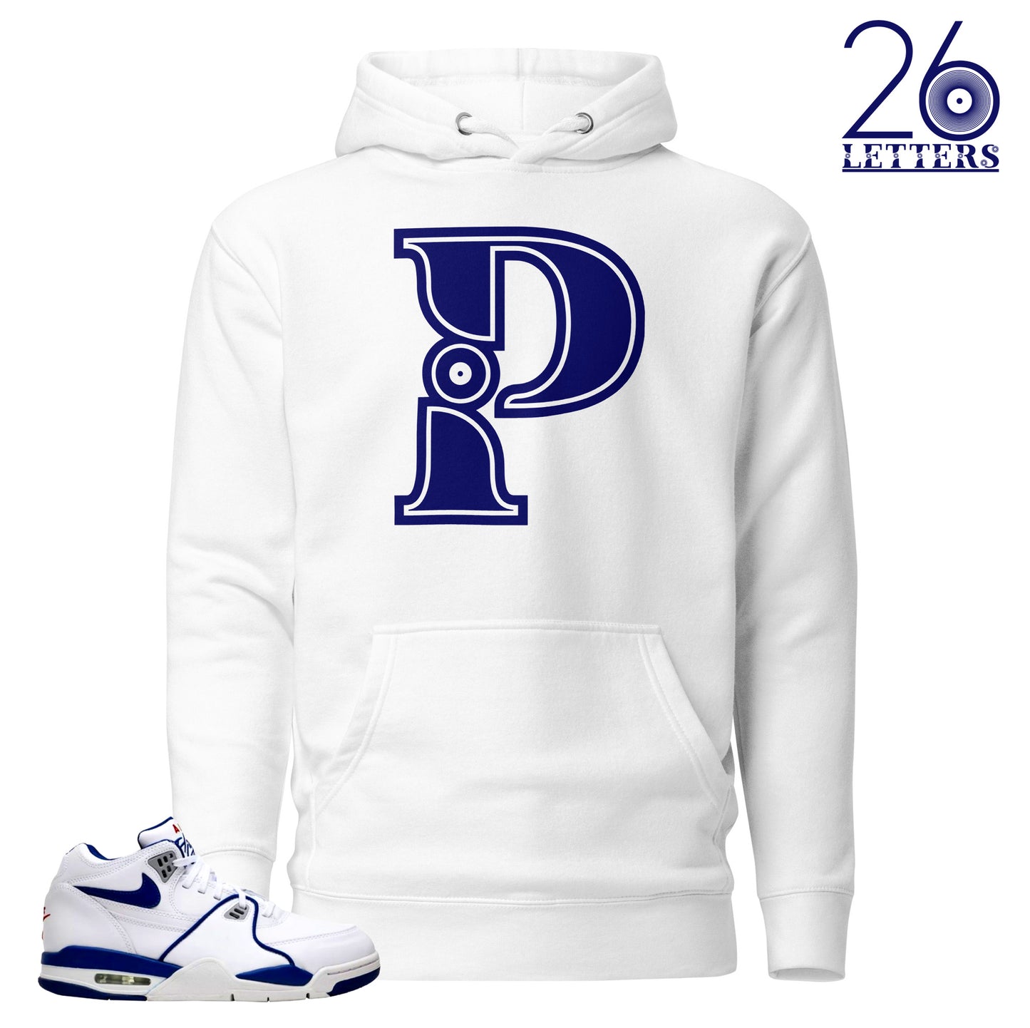 Blue and White Letter P Hoodie