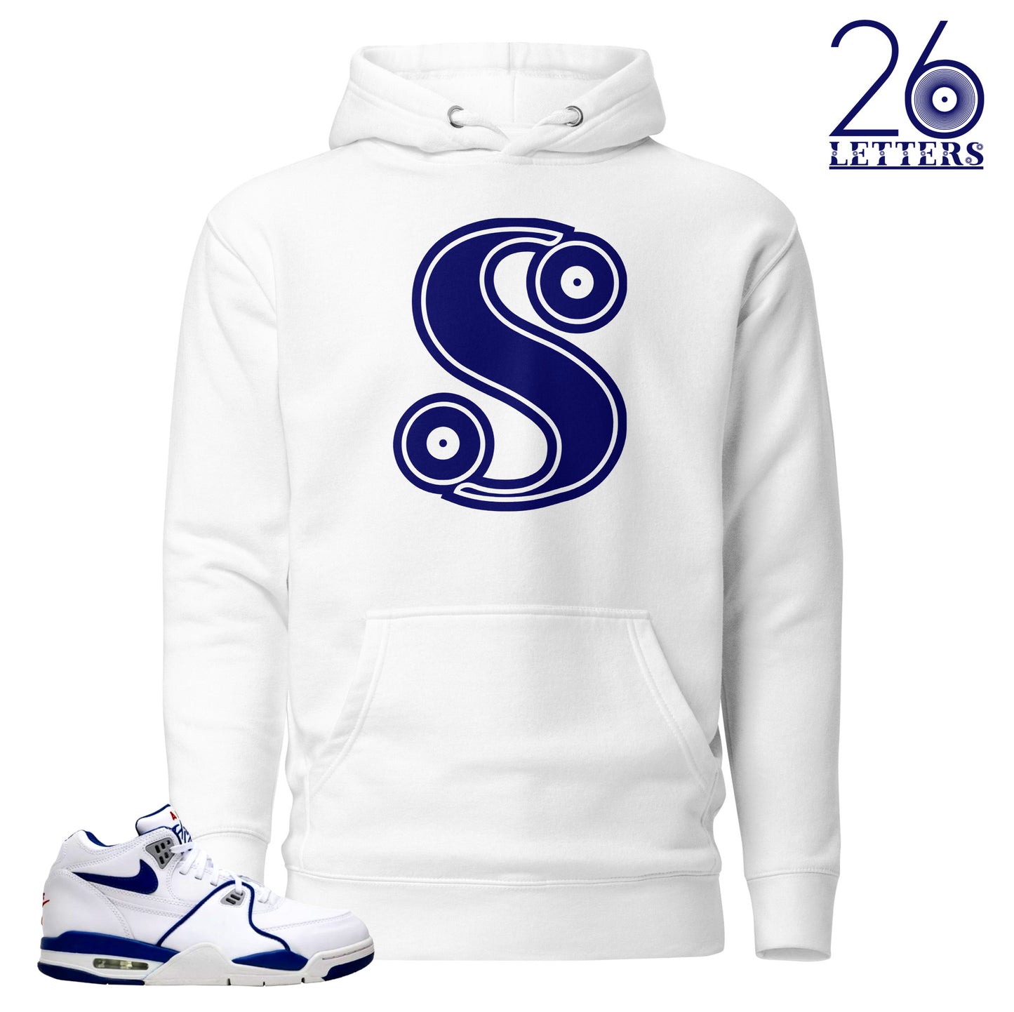 Blue and White Letter S Hoodie