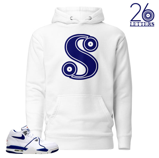 Blue and White Letter S Hoodie