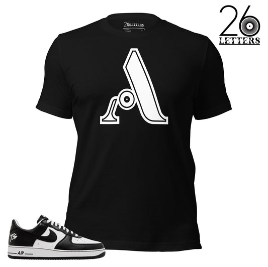 White and Black Letter A T-Shirt