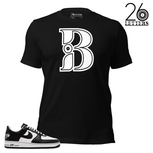 White and Black Letter B T-Shirt