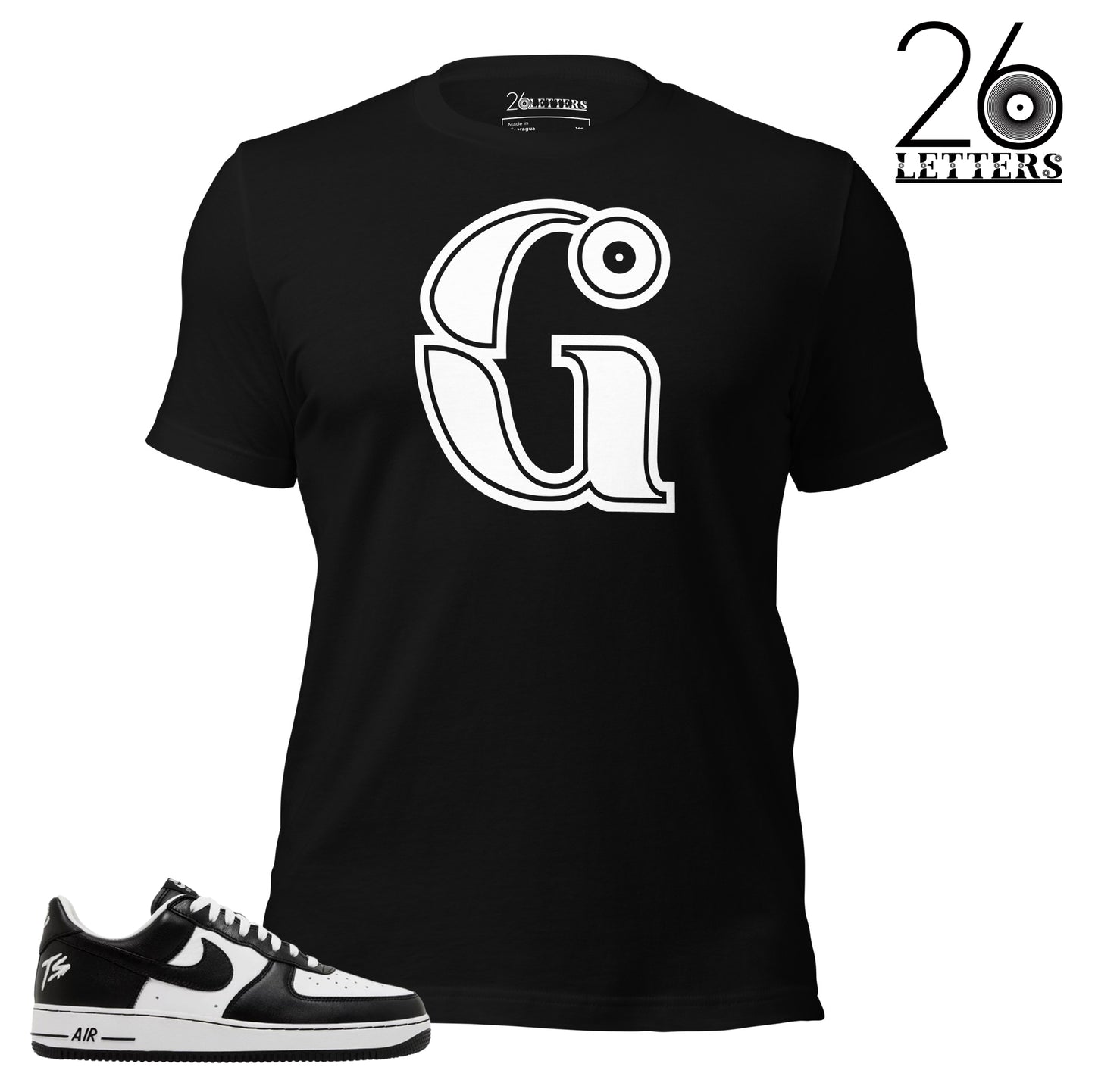 White and Black Letter G T-Shirt