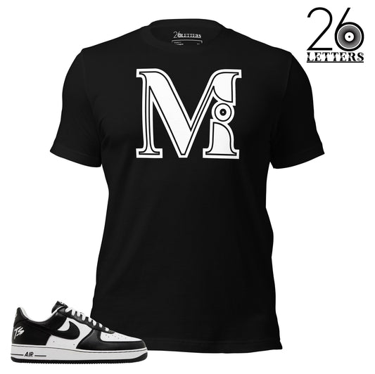 White and Black Letter M T-Shirt