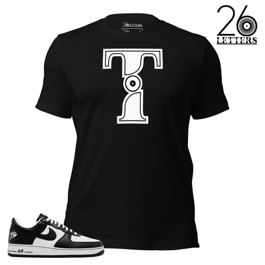 White and Black Letter T T-Shirt