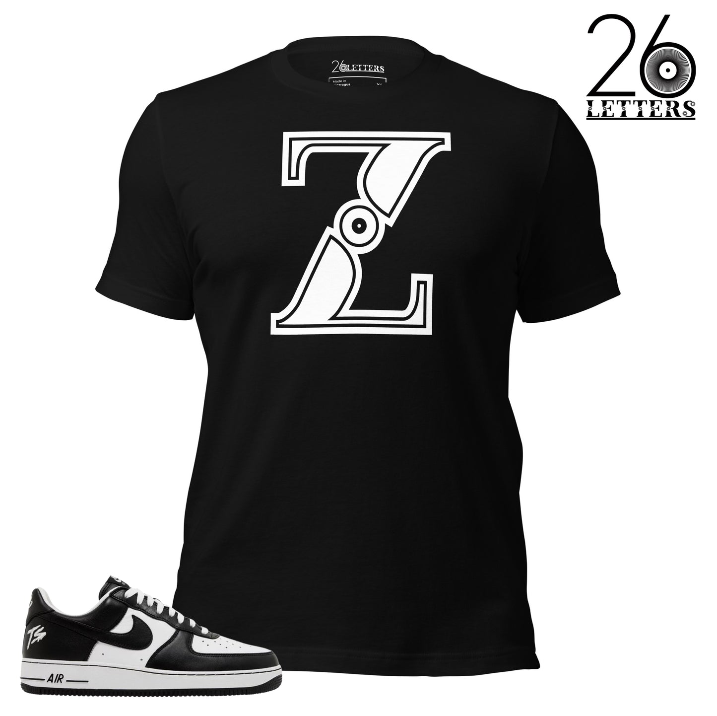 White and Black Letter Z T-Shirt