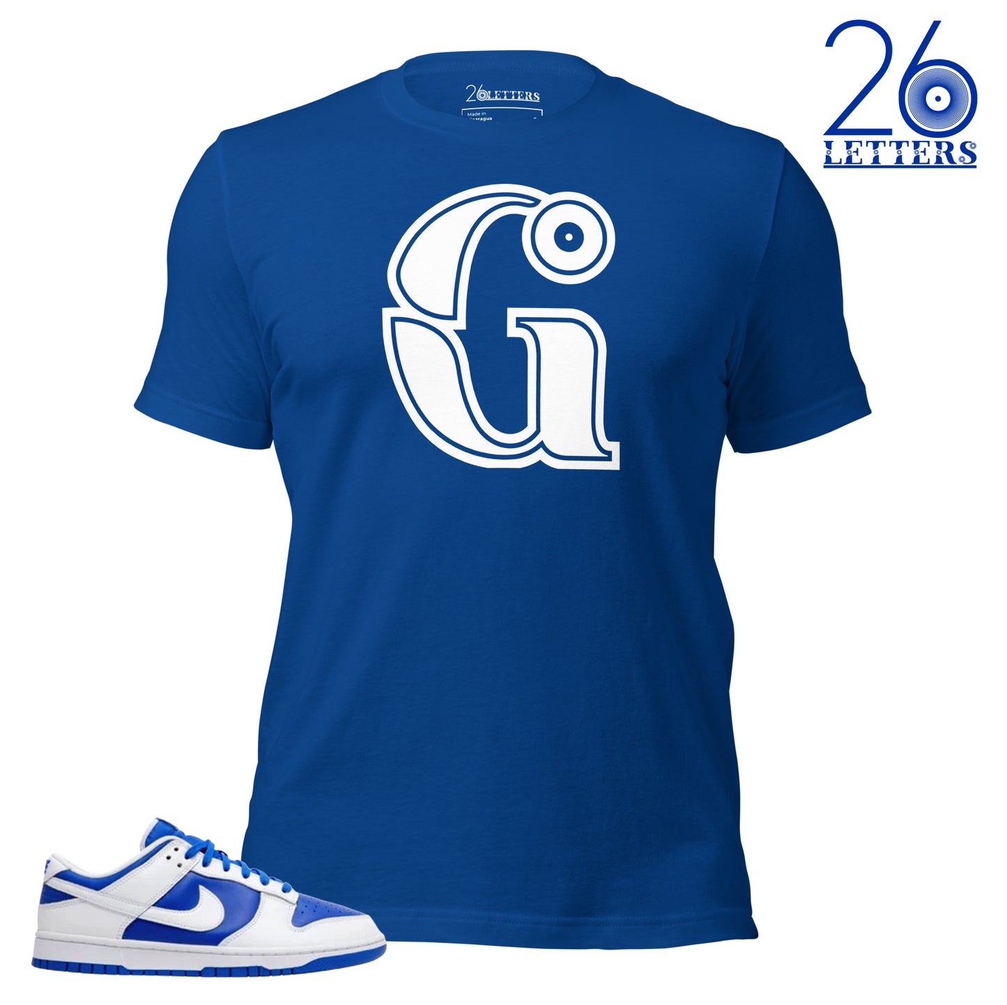 Royal Blue and White Letter G T-Shirt