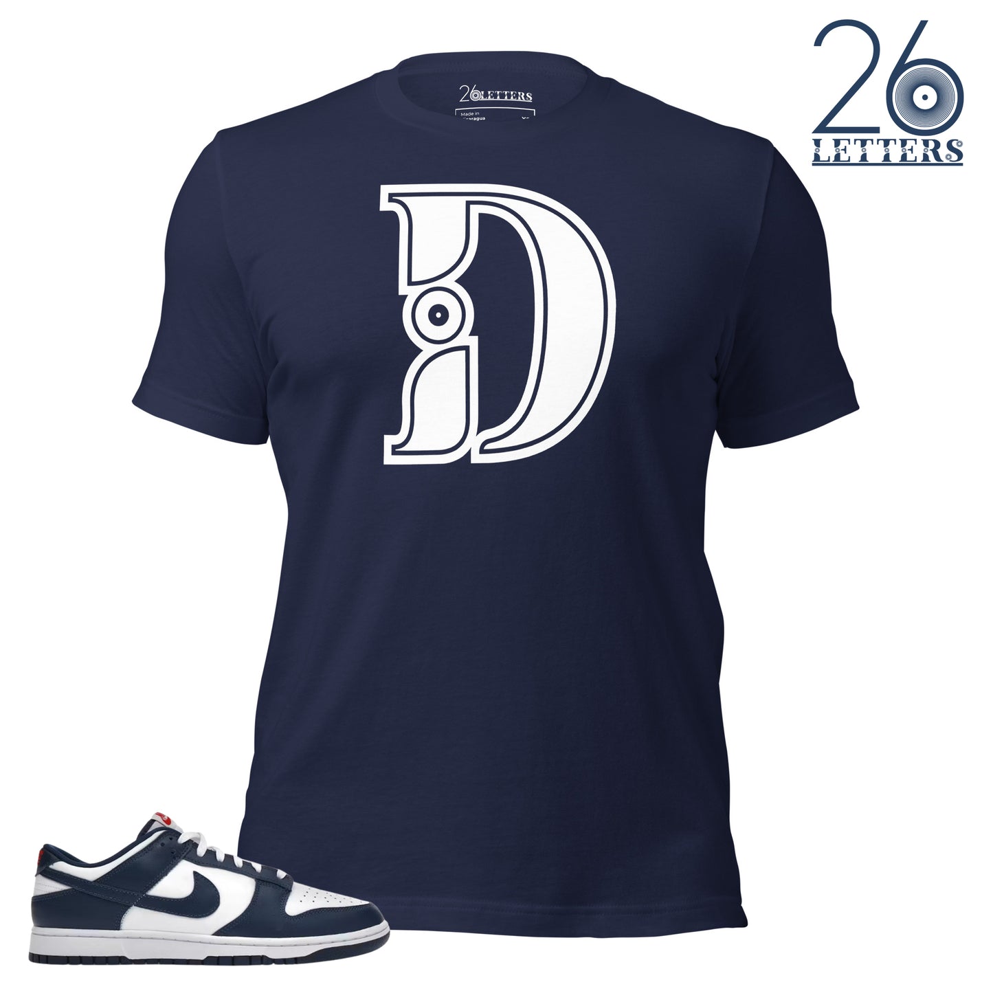 Navy and White Letter D T-Shirt