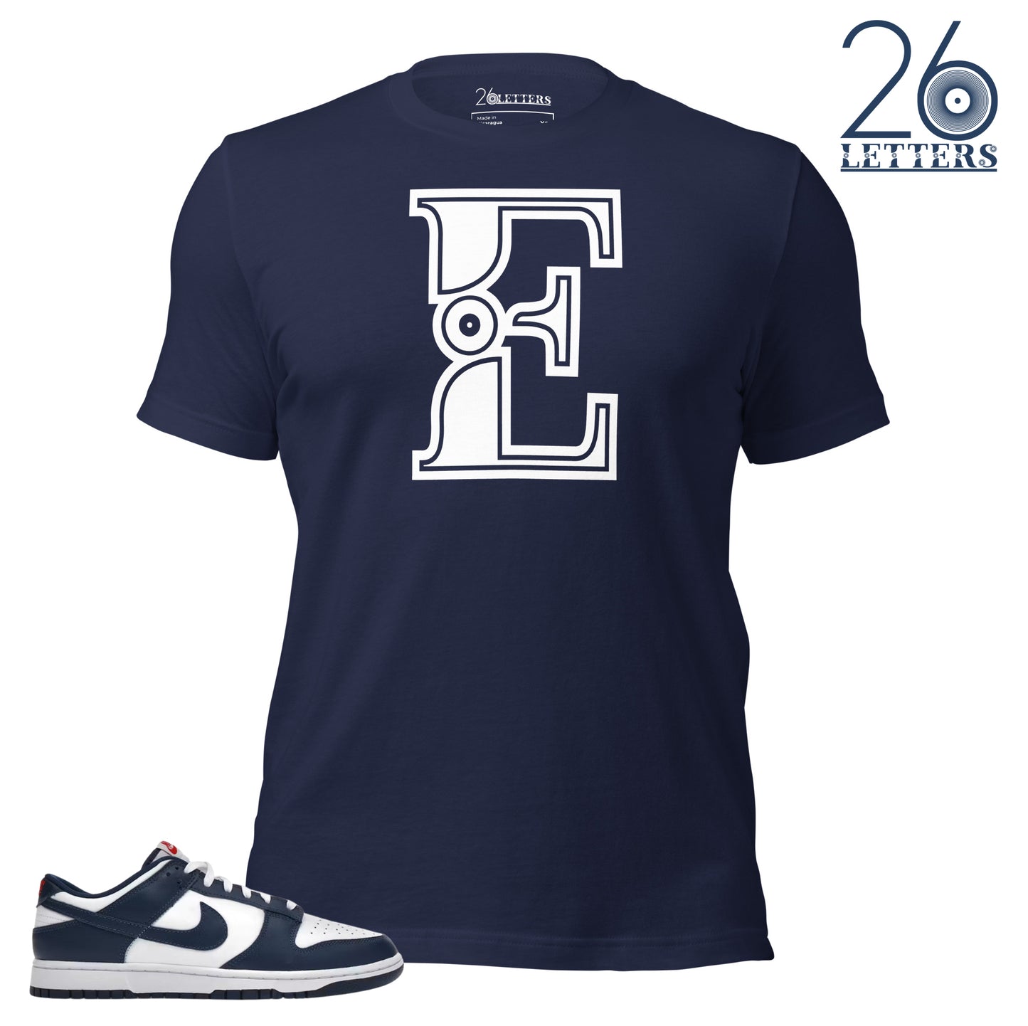 Navy and White Letter E T-Shirt