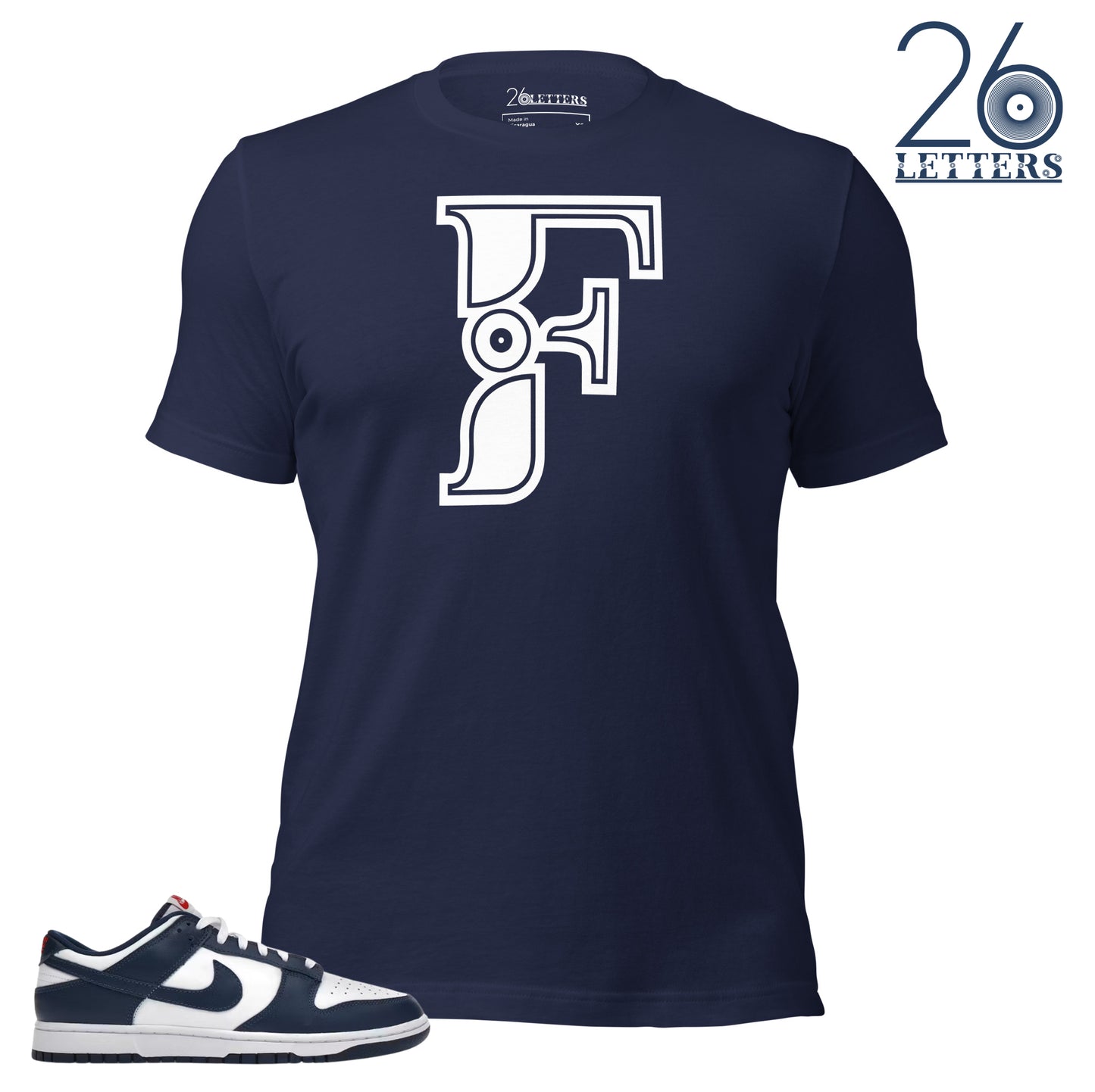 Navy and White Letter F T-Shirt