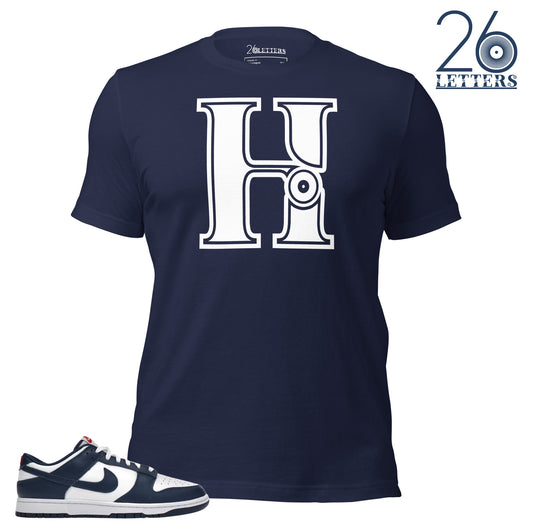 Navy Blue and White Letter H T-Shirt