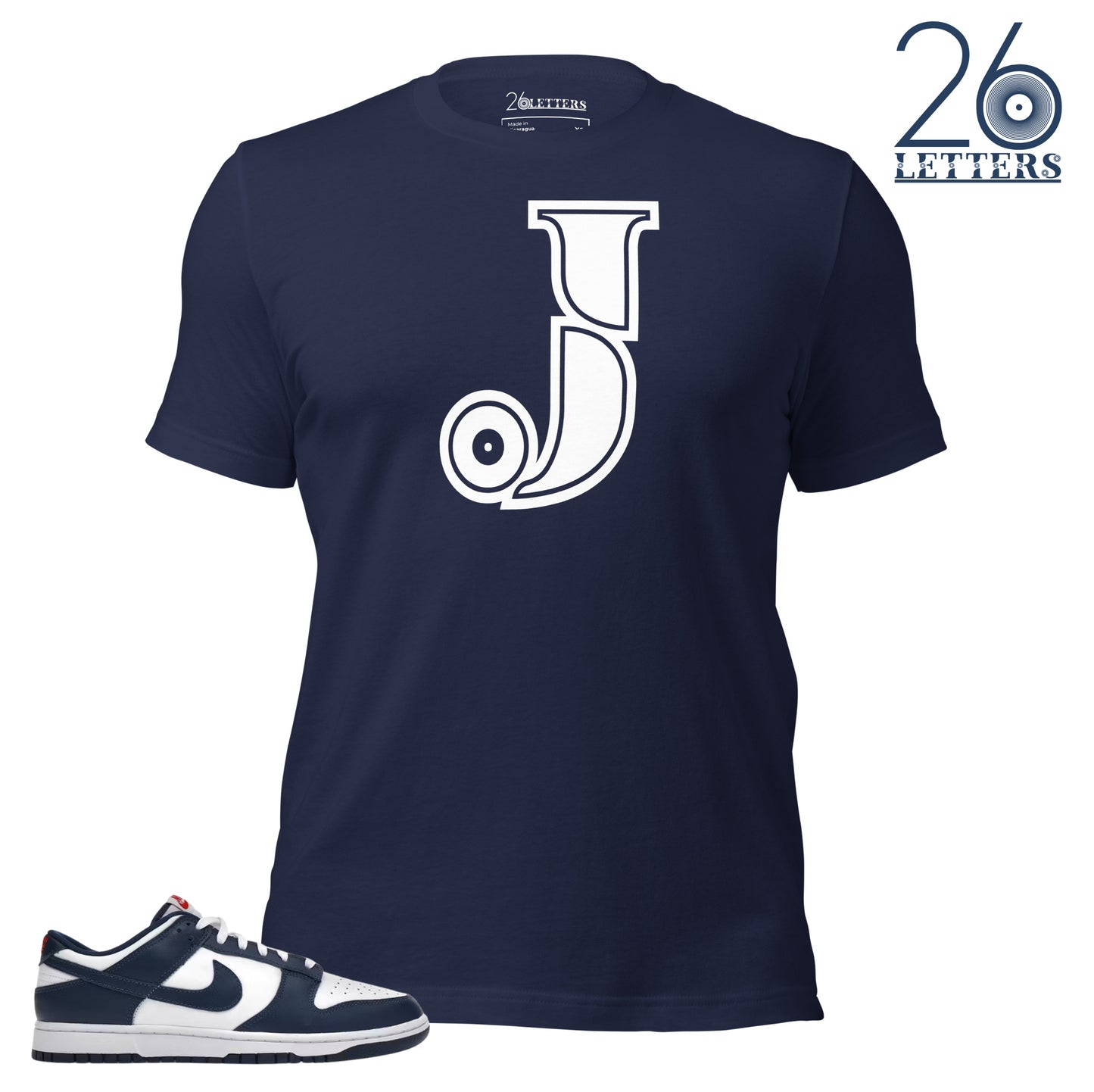 Navy and White Letter J T-Shirt