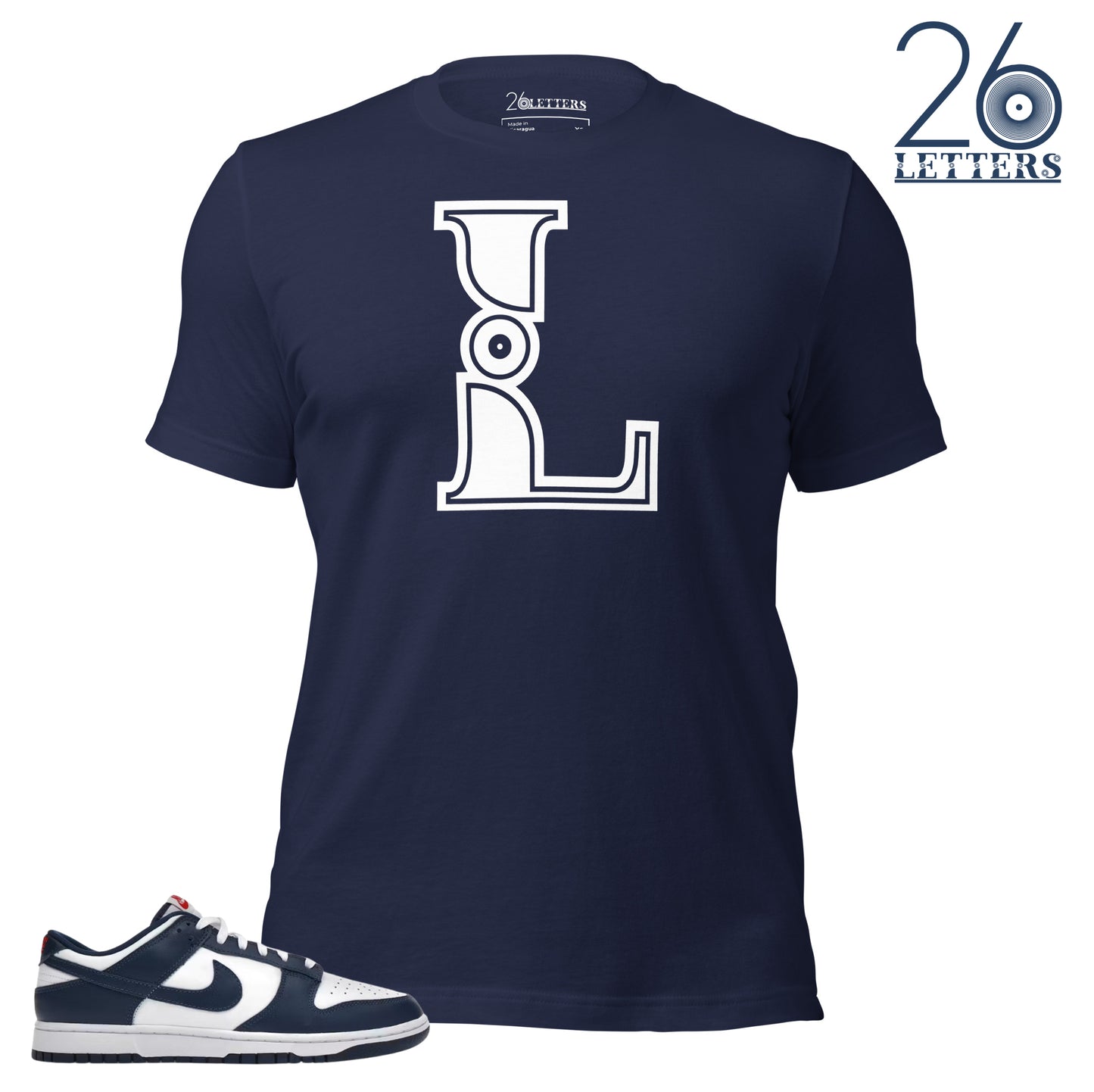 Navy and White Letter L T-Shirt