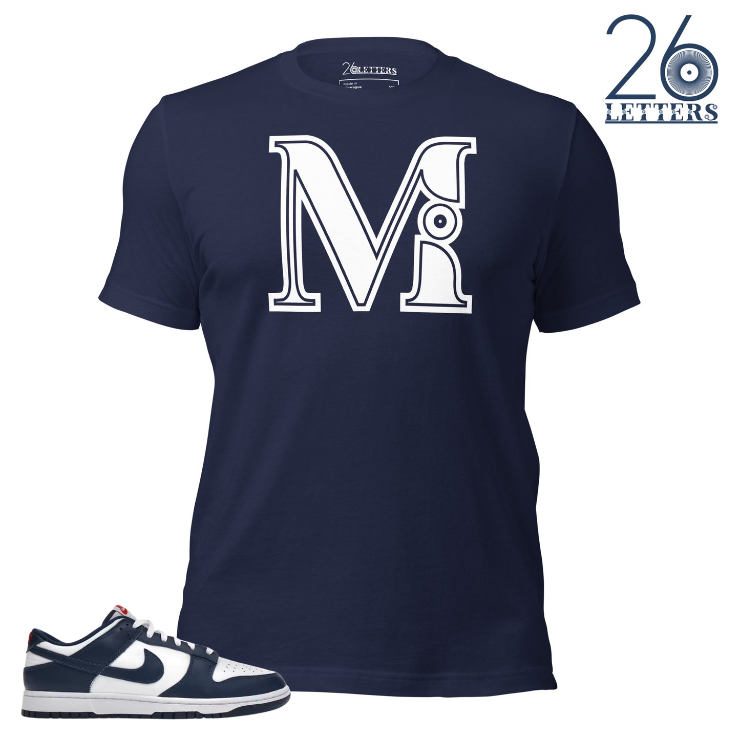 Navy Blue and White Letter M T-Shirt