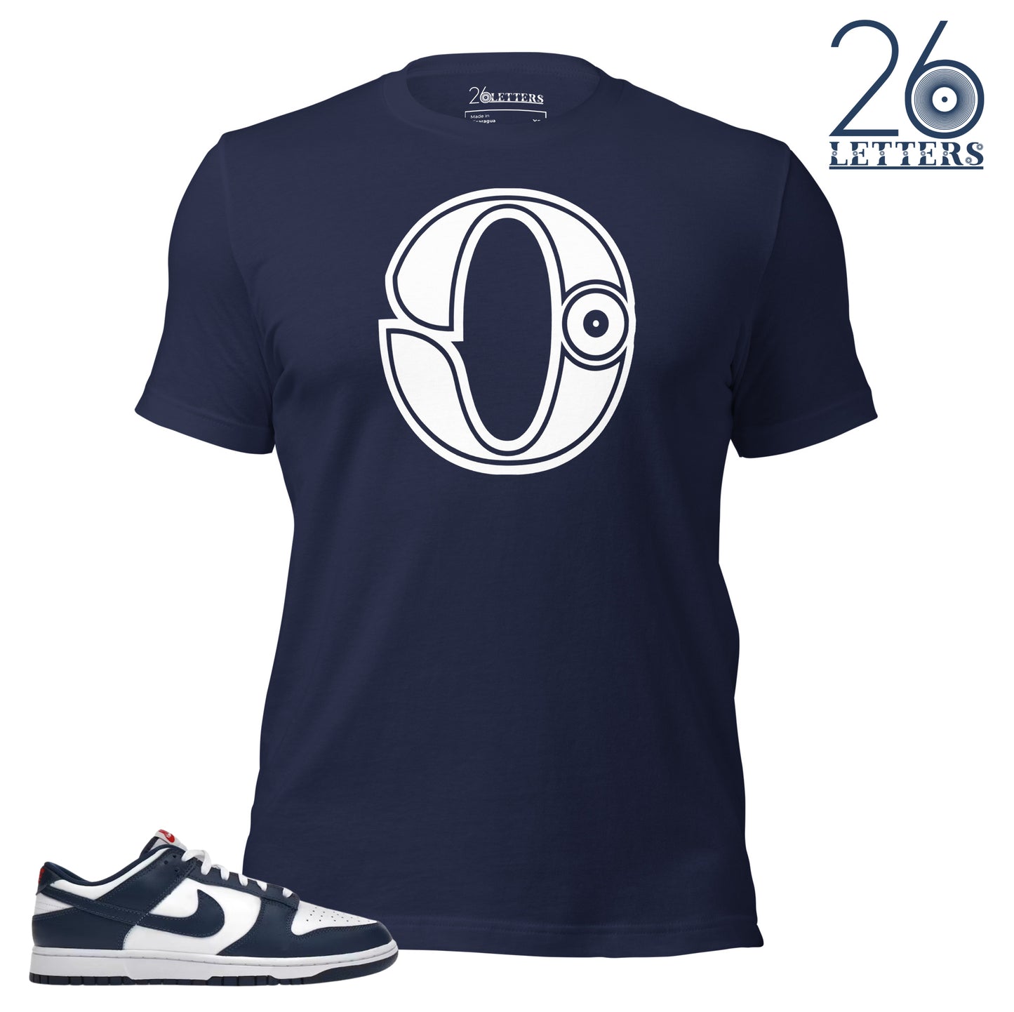 Navy and White Letter O T-Shirt