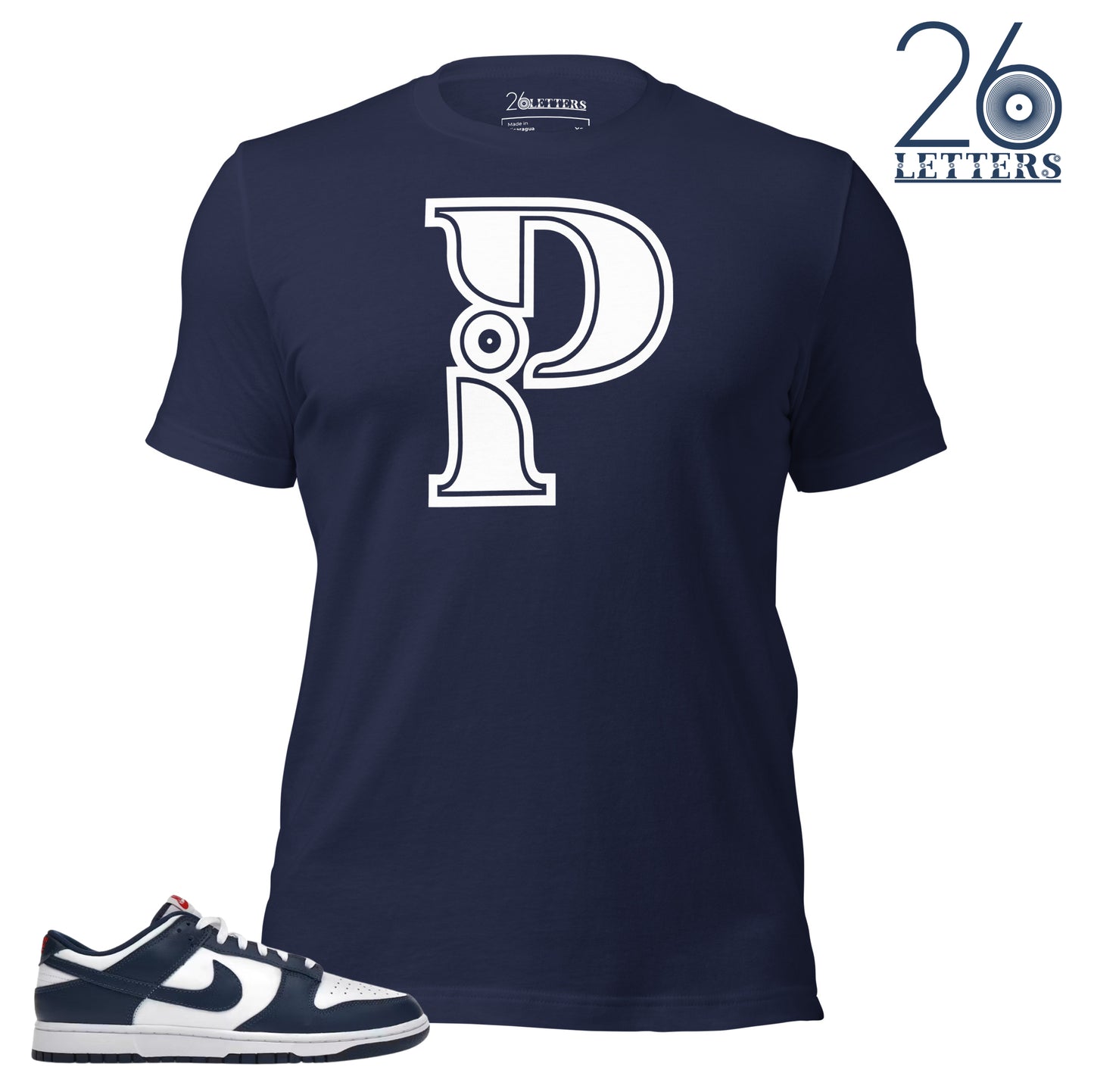 Navy and White Letter P T-Shirt