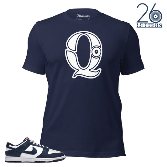 Navy and White Letter Q T-Shirt