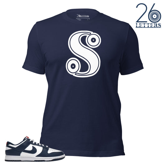 Navy and White Letter S T-Shirt