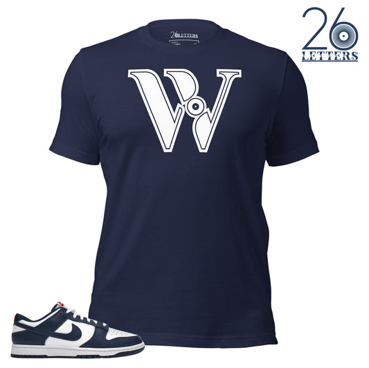 Navy Blue and White Letter W T-Shirt