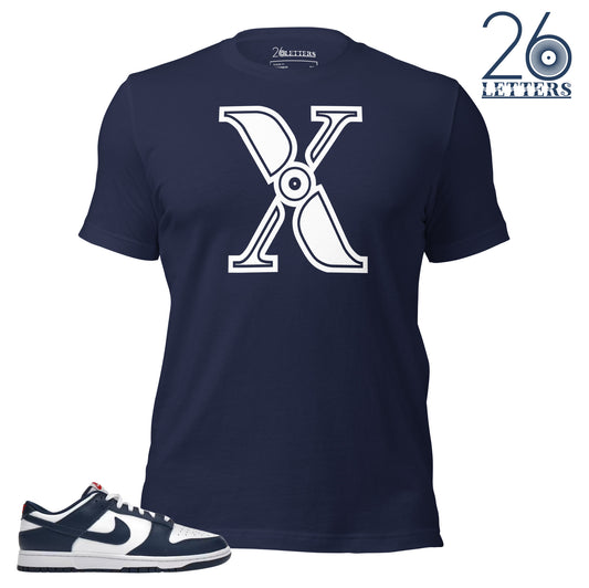 Navy Blue and White Letter X T-Shirt