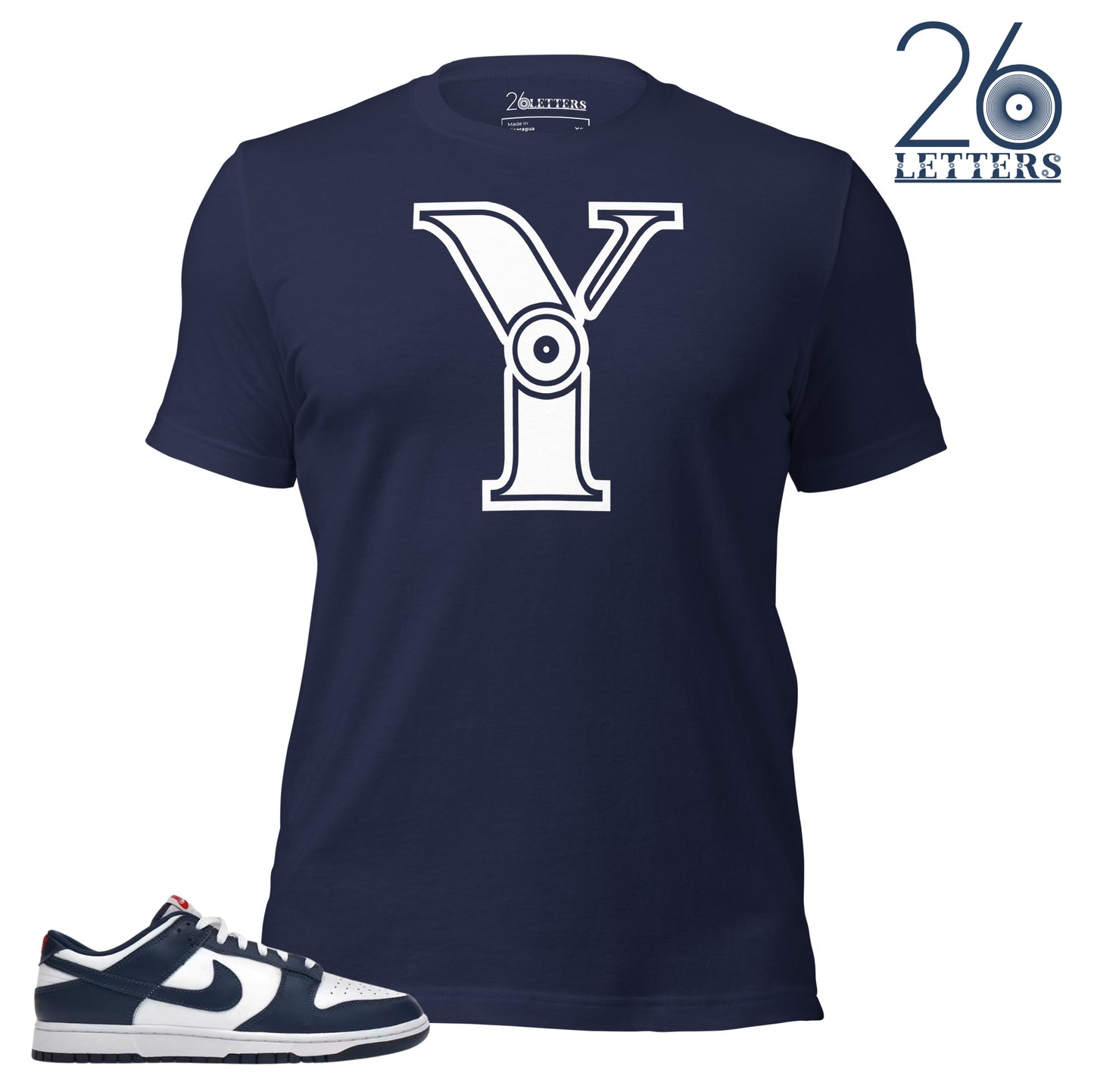 Navy Blue and White Letter Y T-Shirt