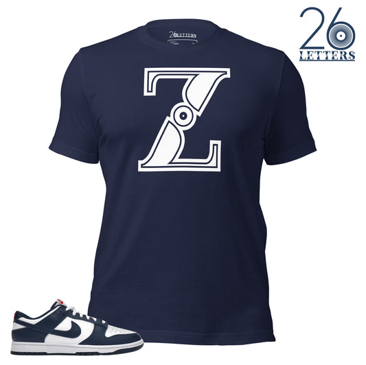 Navy Blue and White Letter Z T-Shirt