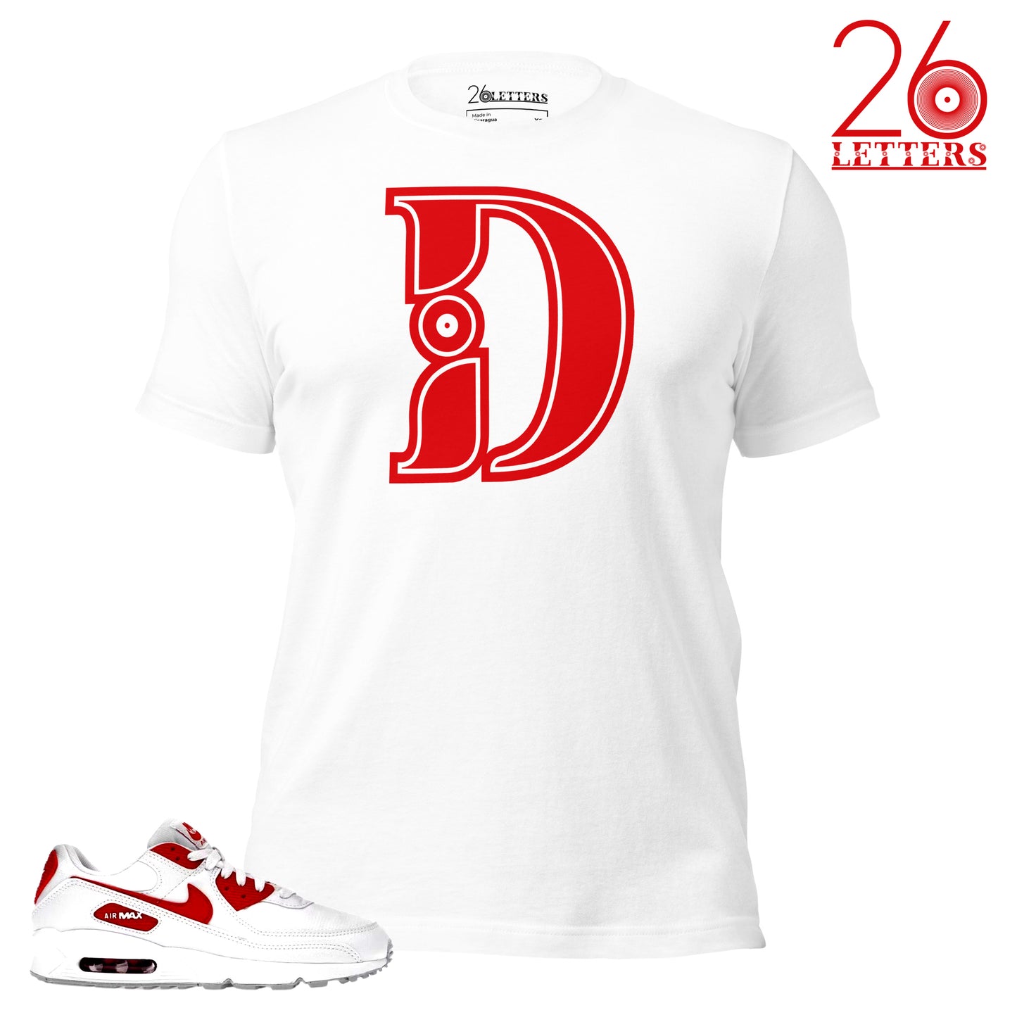 Red and White Letter D T-Shirt