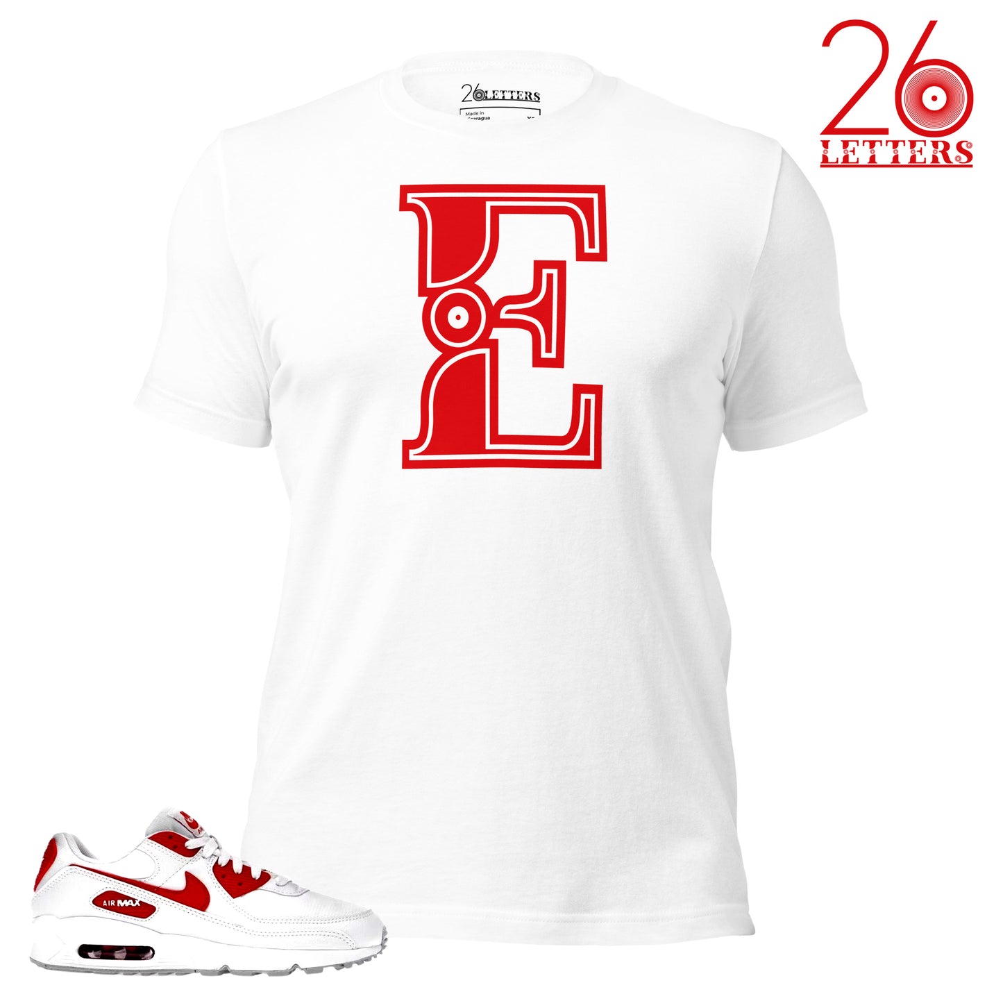 Red and White Letter E T-Shirt