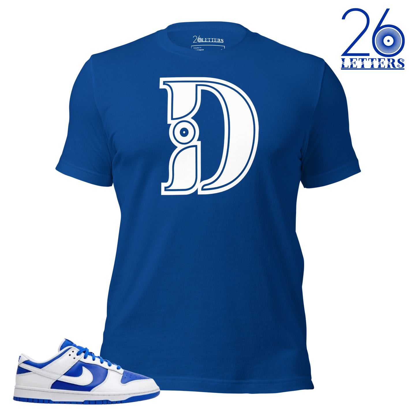 Royal Blue and White Letter D T-Shirt