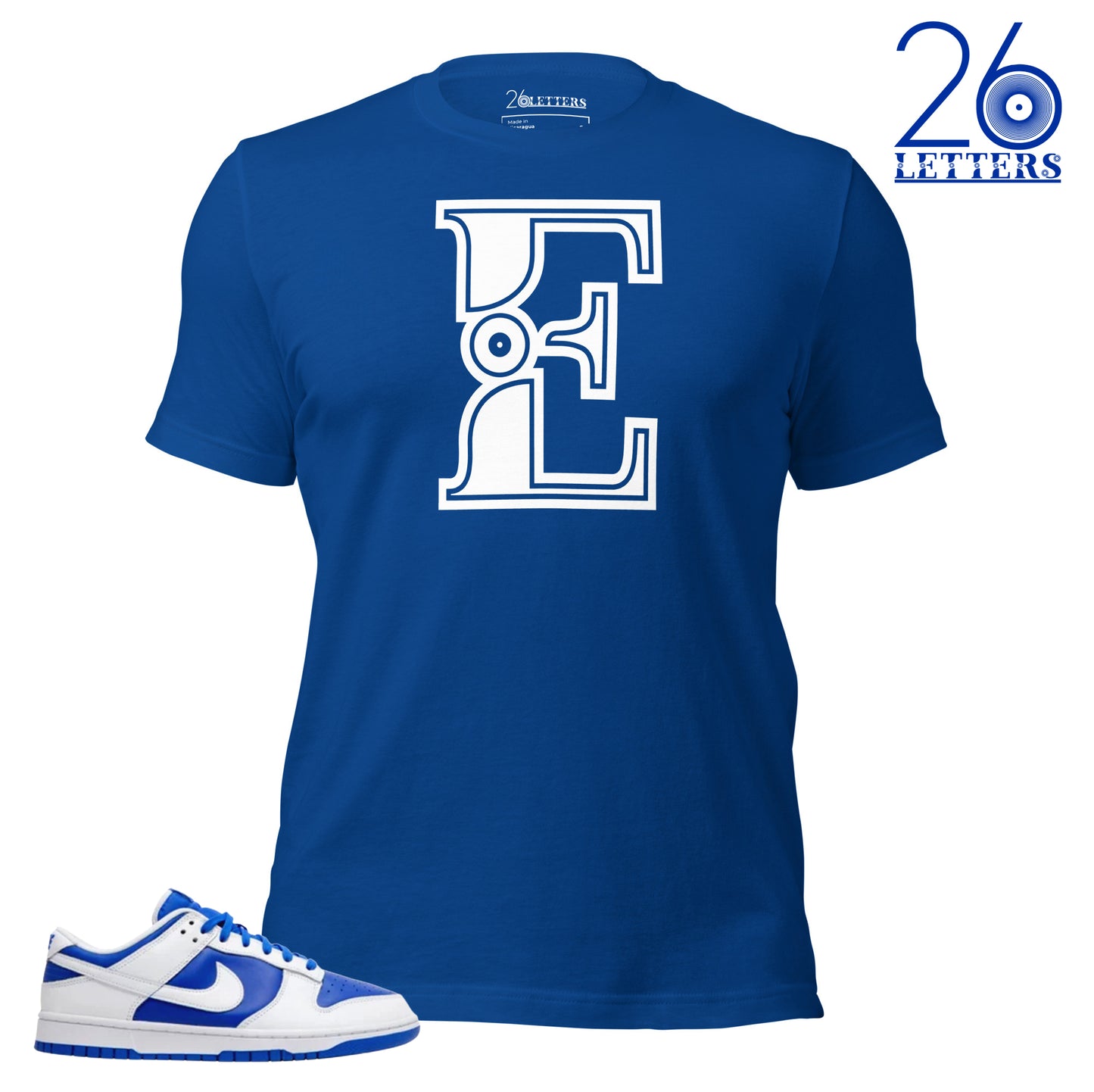 Royal Blue and White Letter E T-Shirt