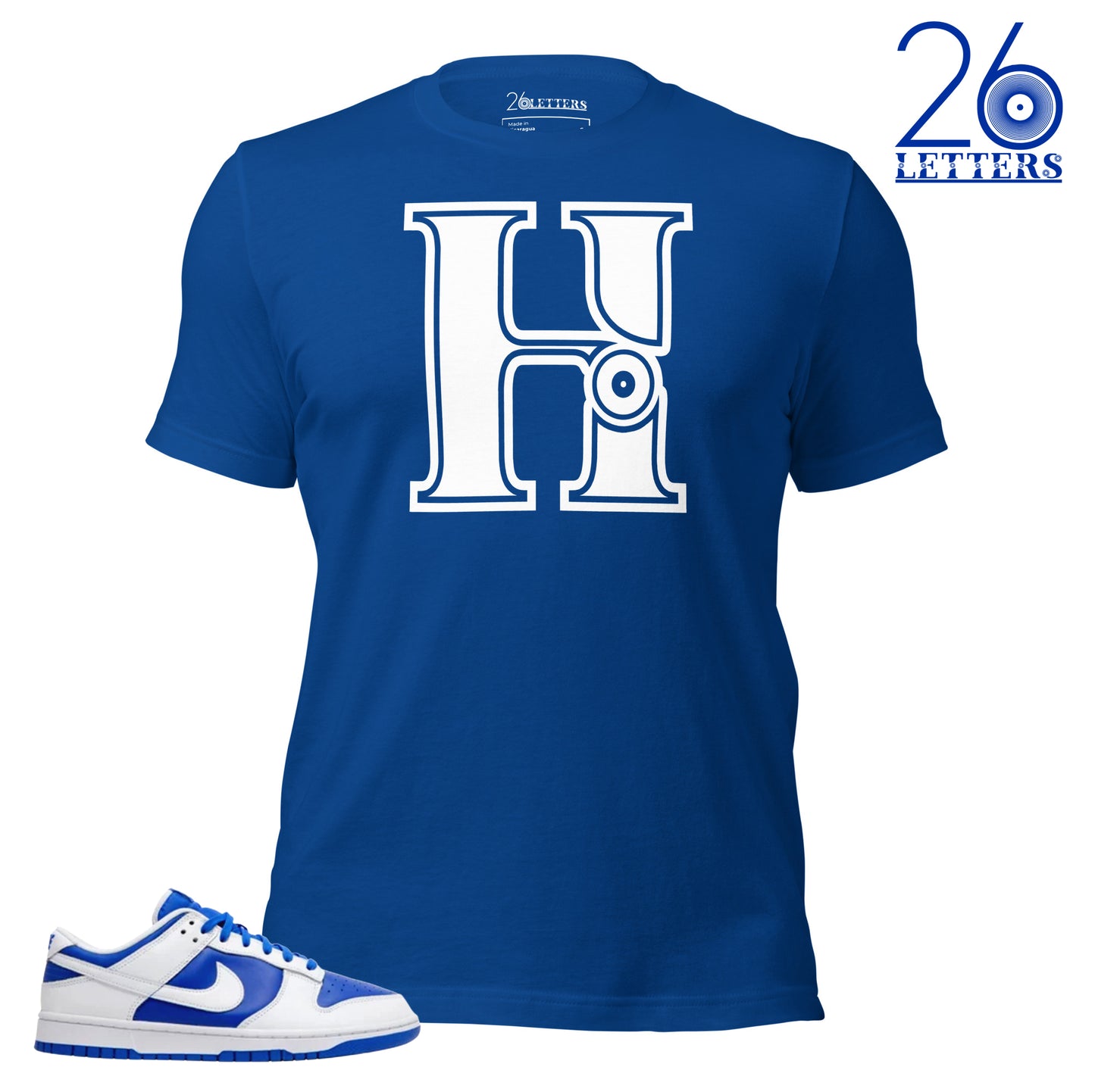 Royal Blue and White Letter H T-Shirt