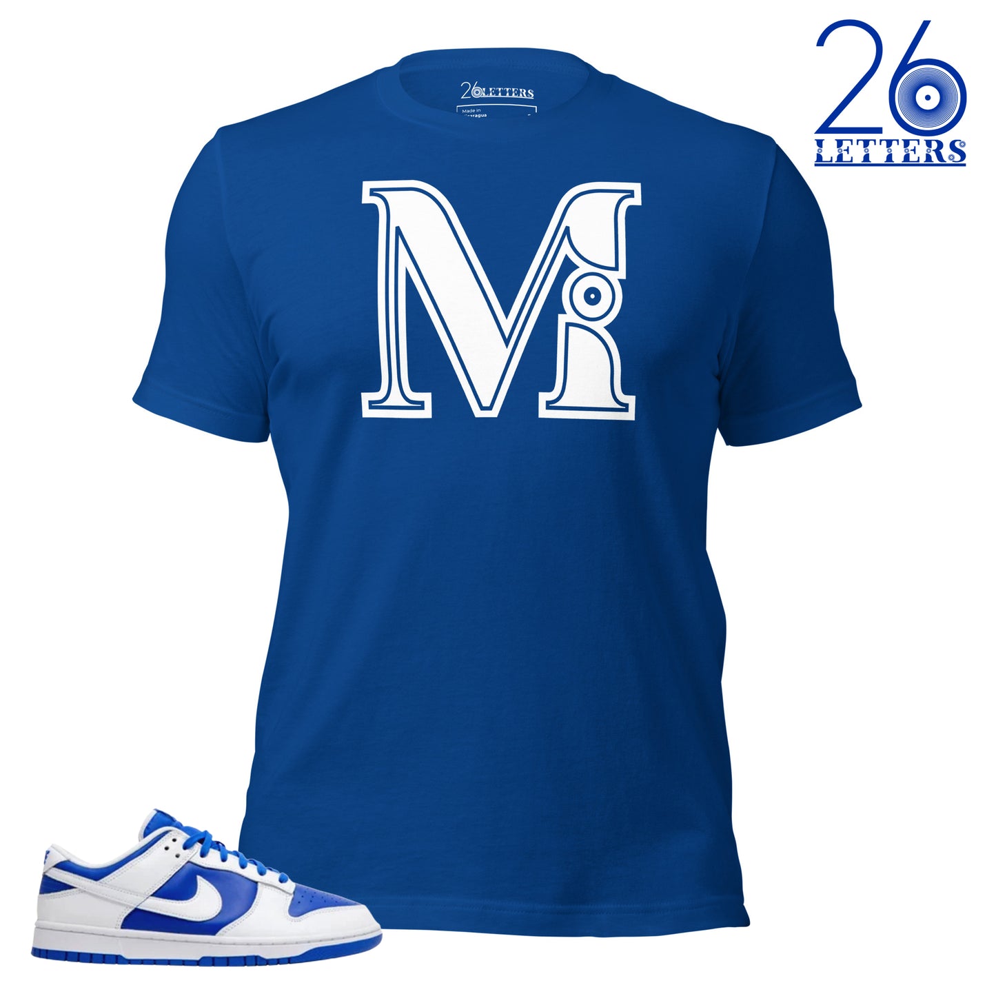 Royal Blue and White Letter M T-Shirt