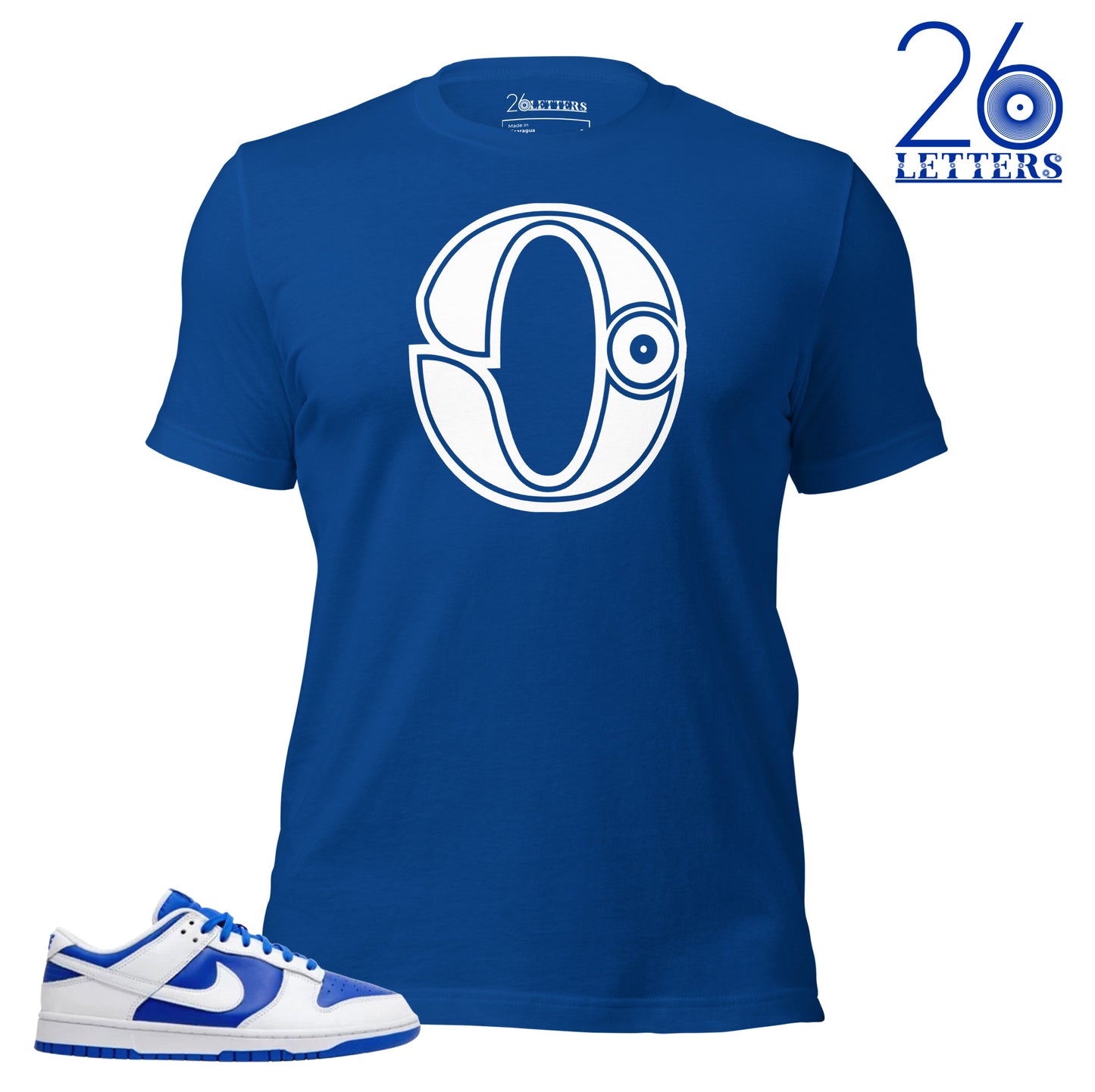 Royal Blue and White Letter O T-Shirt