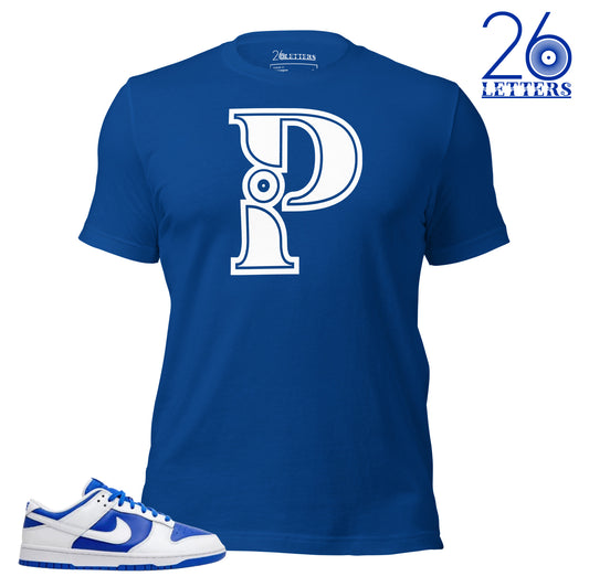 Royal Blue and White Letter P T-Shirt