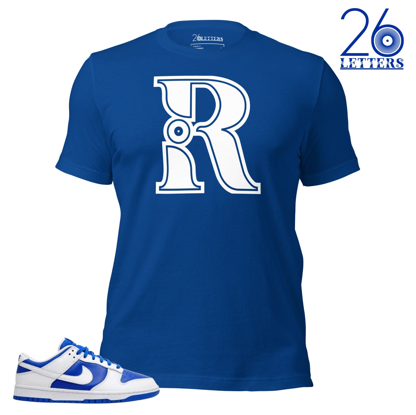 Royal Blue and White Letter R T-Shirt