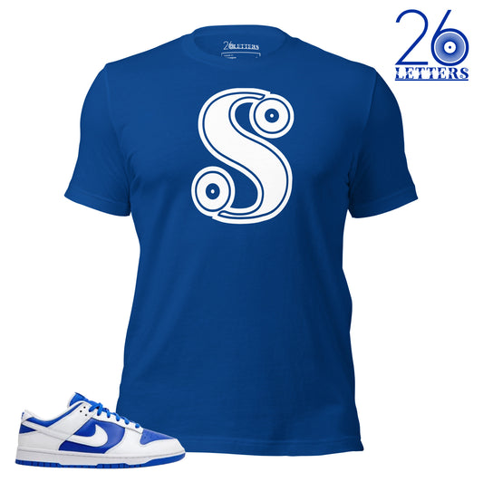 Royal Blue and White Letter S T-Shirt