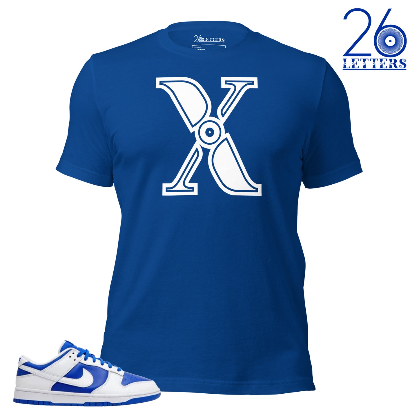 Royal Blue and White Letter X T-Shirt