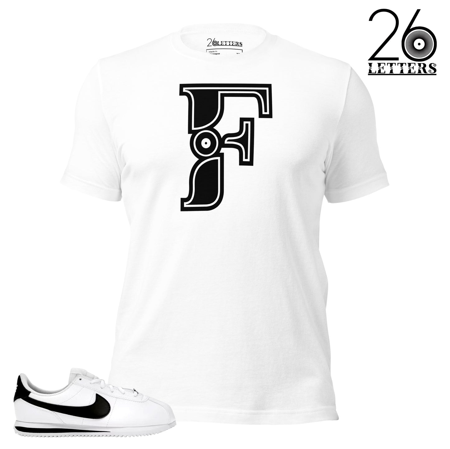 Black and White Letter F T-Shirt