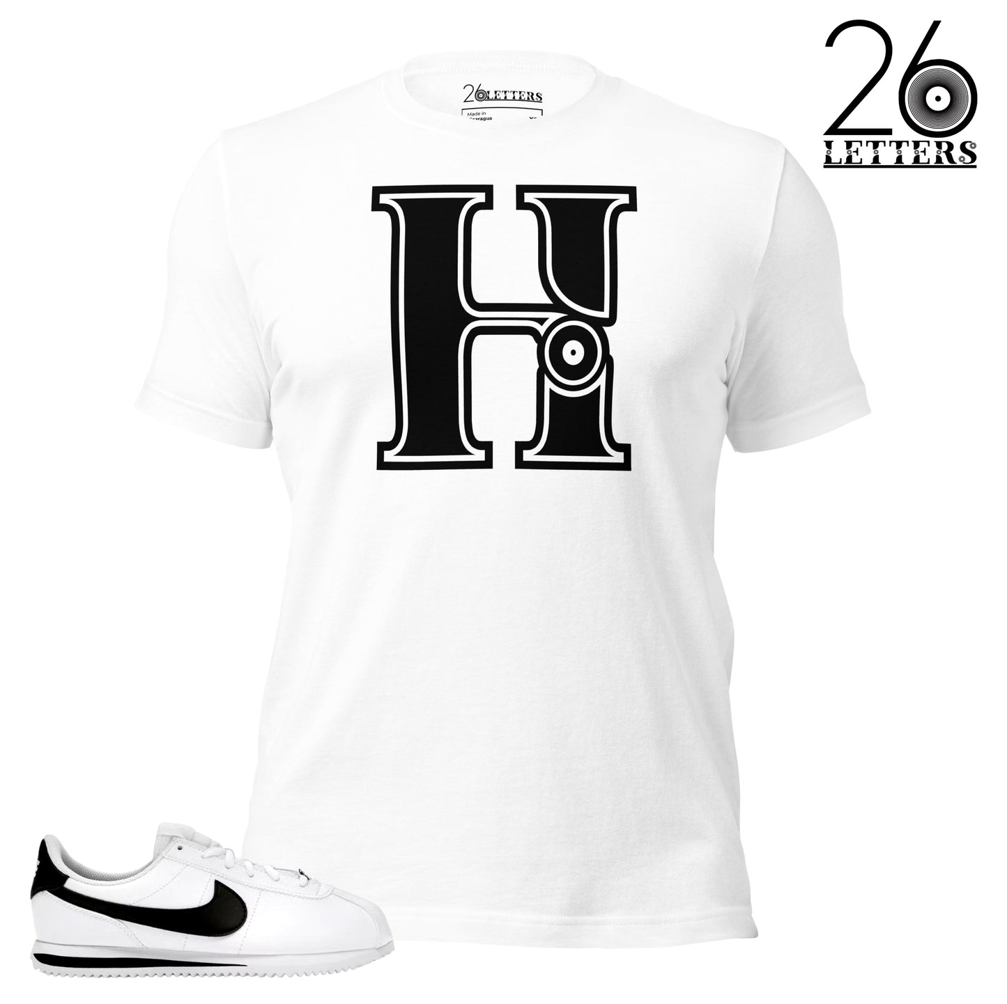 Black and White Letter H T-Shirt